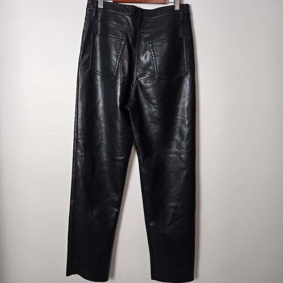 ARITZIA Wilfred Women's The Melina Faux Leather Straight Leg Pants Black - Picture 5 of 10
